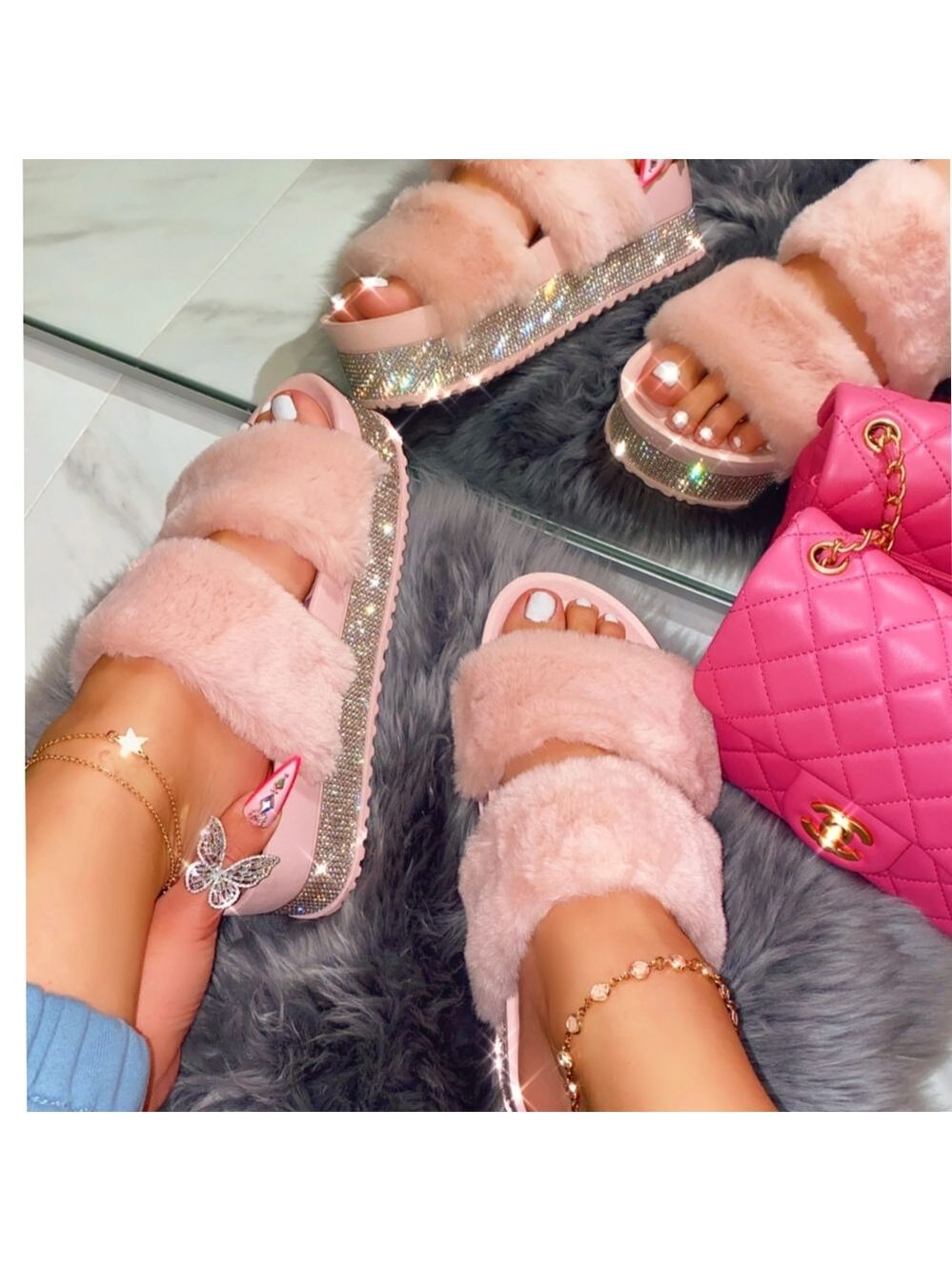 Just In 💓 Queen FUR SANDAL - MAUVE Color
